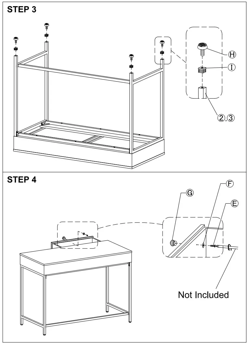 Aoibox SNMX687 Contemporary 47 Inch Rectangular Wood Writing Desk - Figure 2