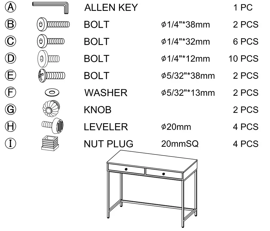 Aoibox SNMX687 Contemporary 47 Inch Rectangular Wood Writing Desk - Tools
