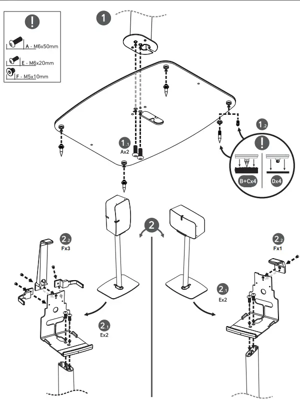Flexson S5-FS Floor Stand for Sonos Five (2)