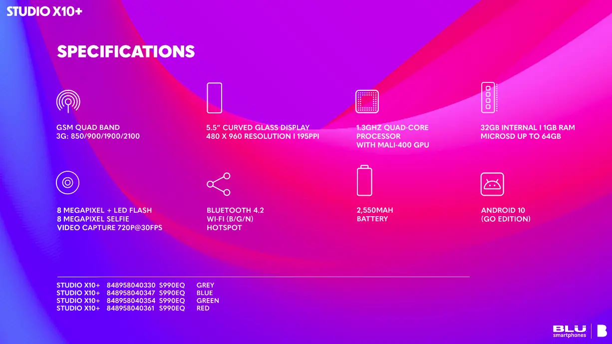 BLU Studio X10+ Smartphone Specifications