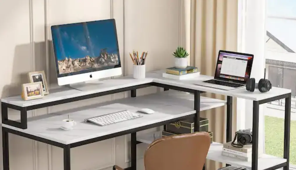 Tribesigns Hd-zj2133 Way To Origin L-shaped Black Metal White Wood Top Corner Computer Desk Instruction Manual