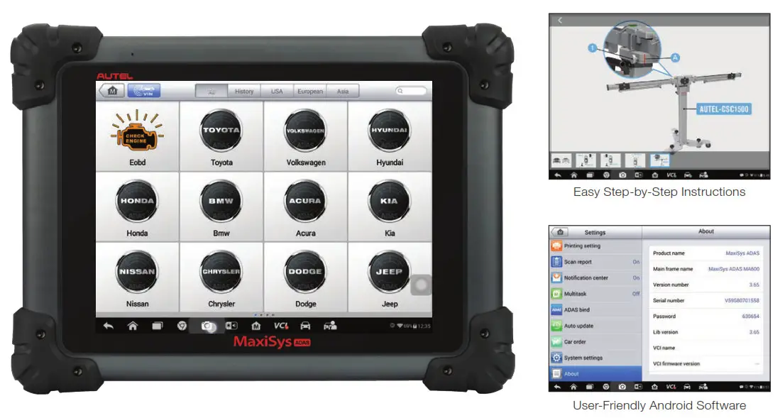 ADAS MA600 Portable Calibrations- vehicle coverage