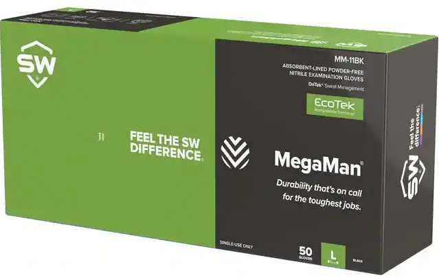 SW Safety MM-11BK Powder Free Ecotek Biodegradable Examination Gloves - Copy