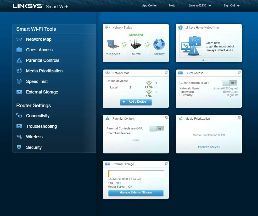 LINKSYS EA7500 AC1900 Max Stream Wifi Router - password