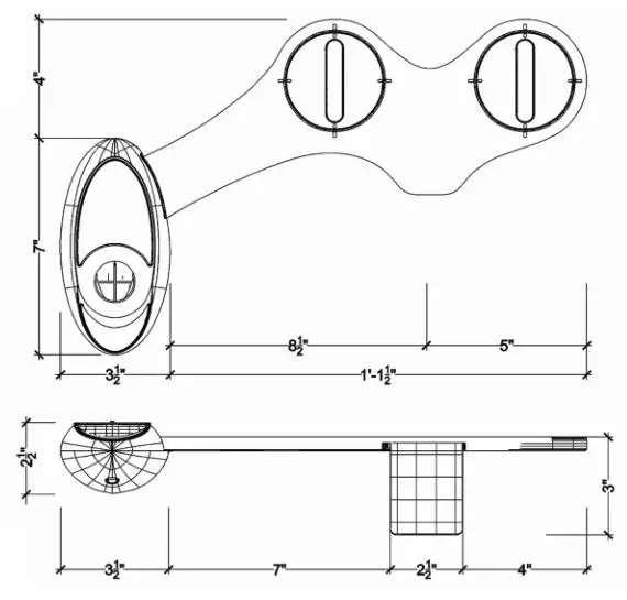 LUXE Bidet Neo 185 - Bidet Dimensions