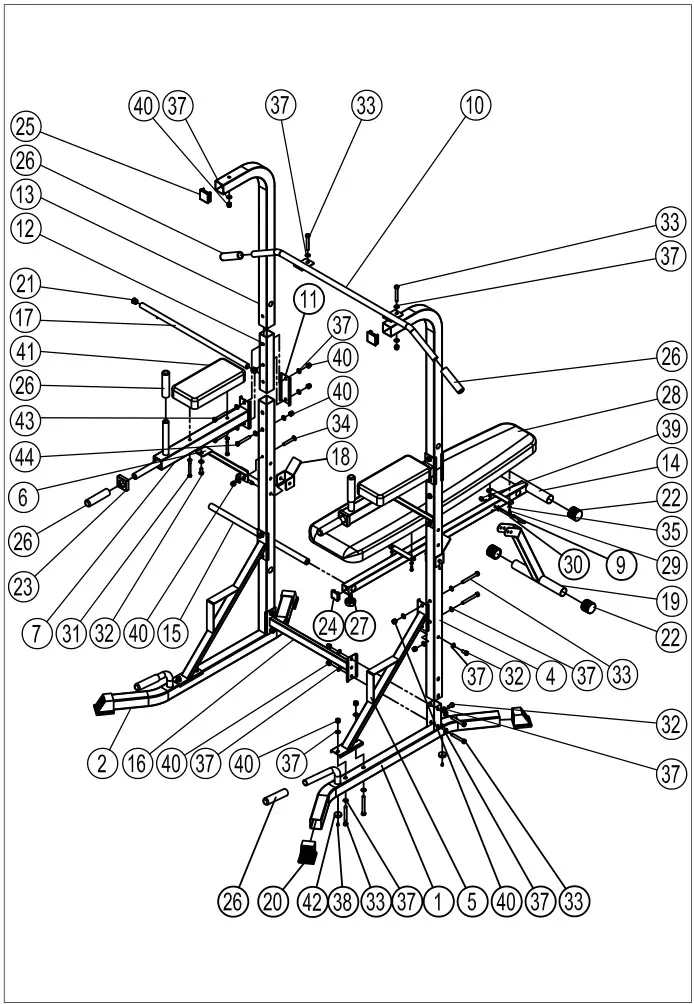 TUNTURI PT 60 Power Tower - Parts List