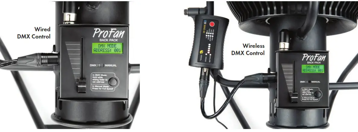 TMB ProFan Professional Variable Speed Fan DMXManual Control - DMX Control Options