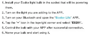 ECOLOR E0201 Smart LED Bulb User Manual - Setting up