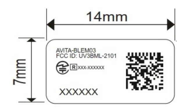 AViTA BLEM03 BLE Module - MAC LABEL DRAWING
