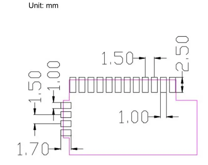 AViTA BLEM03 BLE Module - RECOMMENDED FOOTPRINT DESIGN