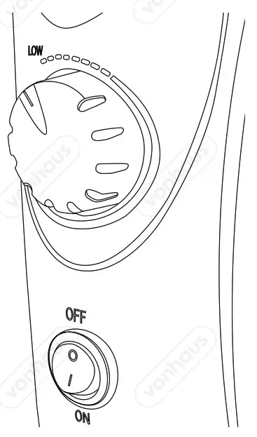 VonHaus 2500107 800W Black Mini Oil Filled Radiator - OPERATION