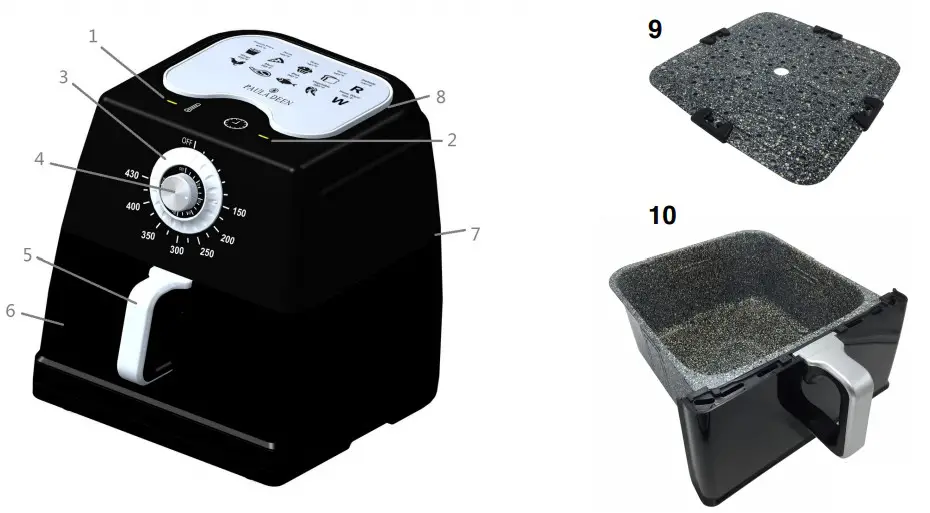 PAULA DEEN Air Fryer With Accessories PARTS DESCRIPTION