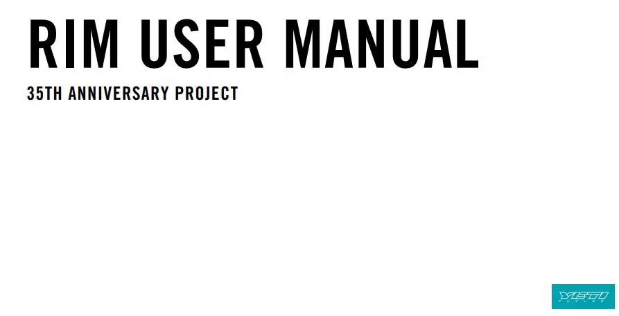 Yeti 35th Anniversary Wheels Owner’s Manual