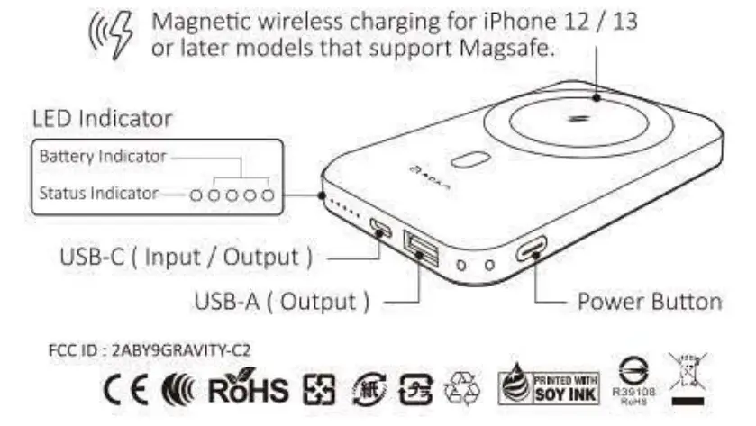 ADAM GRAVITY C2 Magnetic Wireless Charging Power Bank - Figure 1