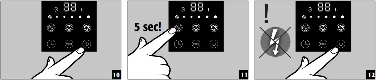 PURIFIAIR.620 - RESETTING the filter exchange timer