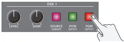Roland V-160HD Streaming Video Switcher User Guide - Press the DSK 1 [PGM] button to turn on DSK compositing
