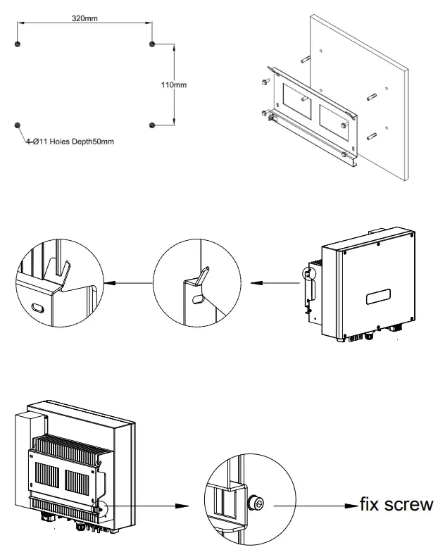RENAC R3 15K DT Solar Inverter - Mounting procedure