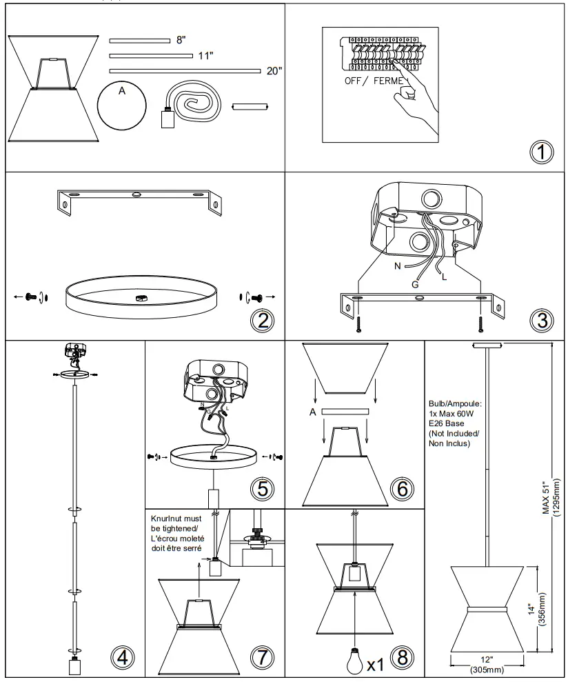 Dainolite CTN-121P Caterine White Transitional Bowl Pendant Light - fig 1