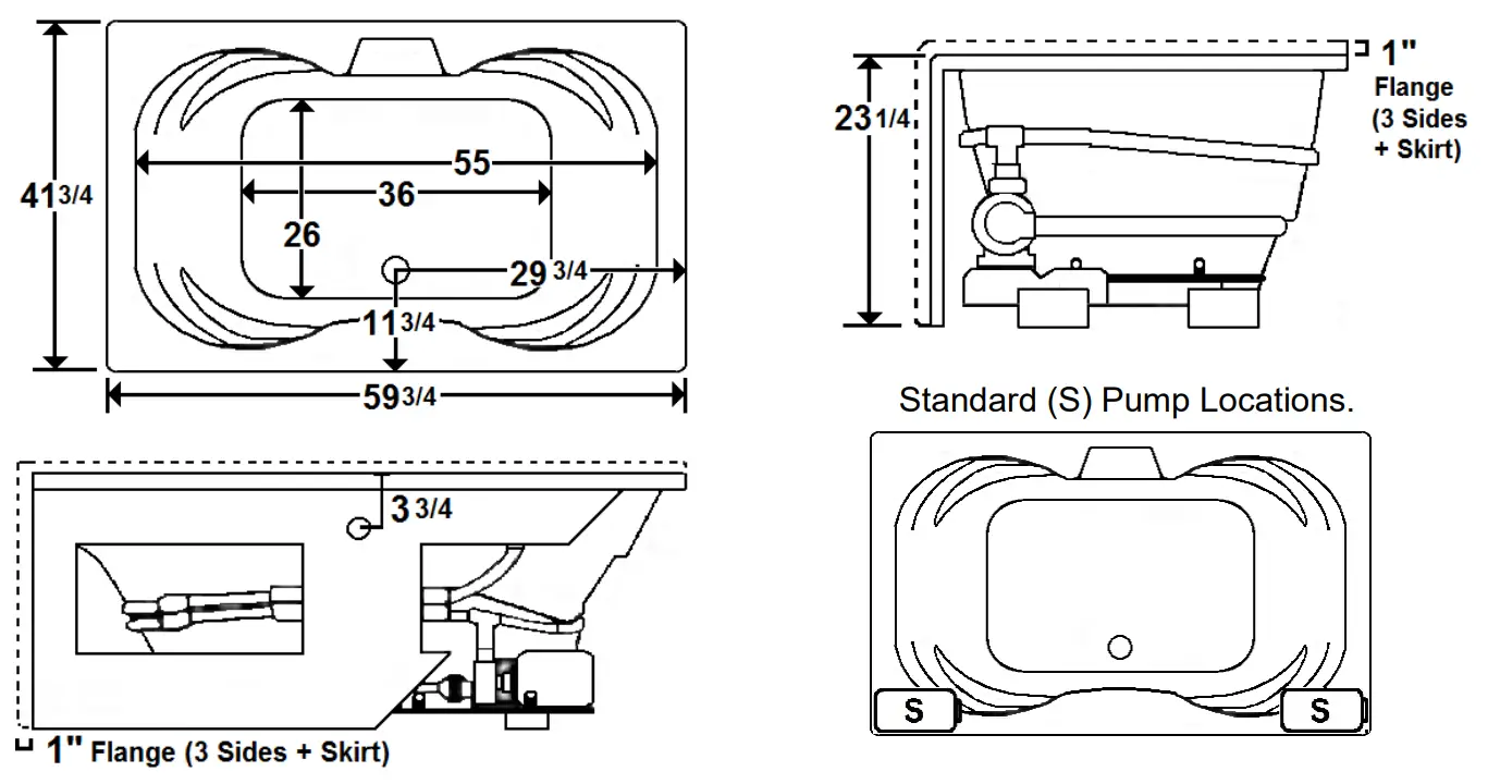 Laurel Mountain ALCOVE PLUS 60 X 42 Inch Skirted Acrylic Combo Bath - Fig