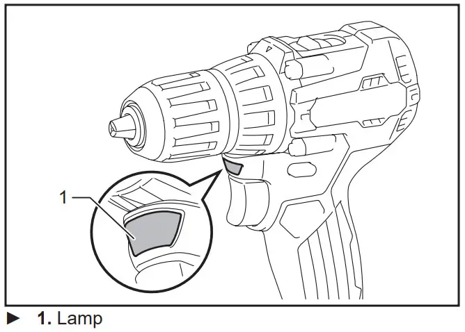 Makita Cordless Driver Drill XFD15 -Lighting up the front lamp
