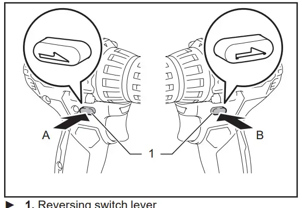 Makita Cordless Driver Drill XFD15 -Reversing switch action