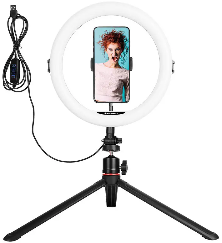 AGFAPHOTO ARL11 Ring Light and Tabletop Tripod