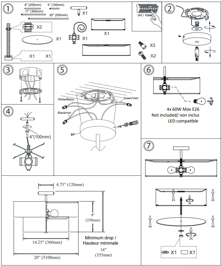 Dainolite 571-224P Everly 4 Light 20 Inch Pendant-fig4