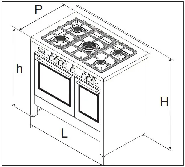 Hoover 90cm Dual Fuel Range Cooker HGD9395BL User Manual - DIMENSIONS