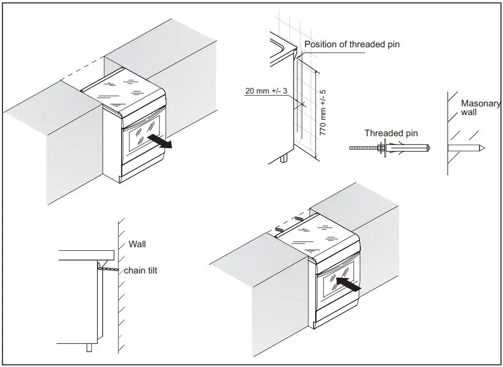 Hoover 90cm Dual Fuel Range Cooker HGD9395BL User Manual - SECURING THE COOKER TO WALL