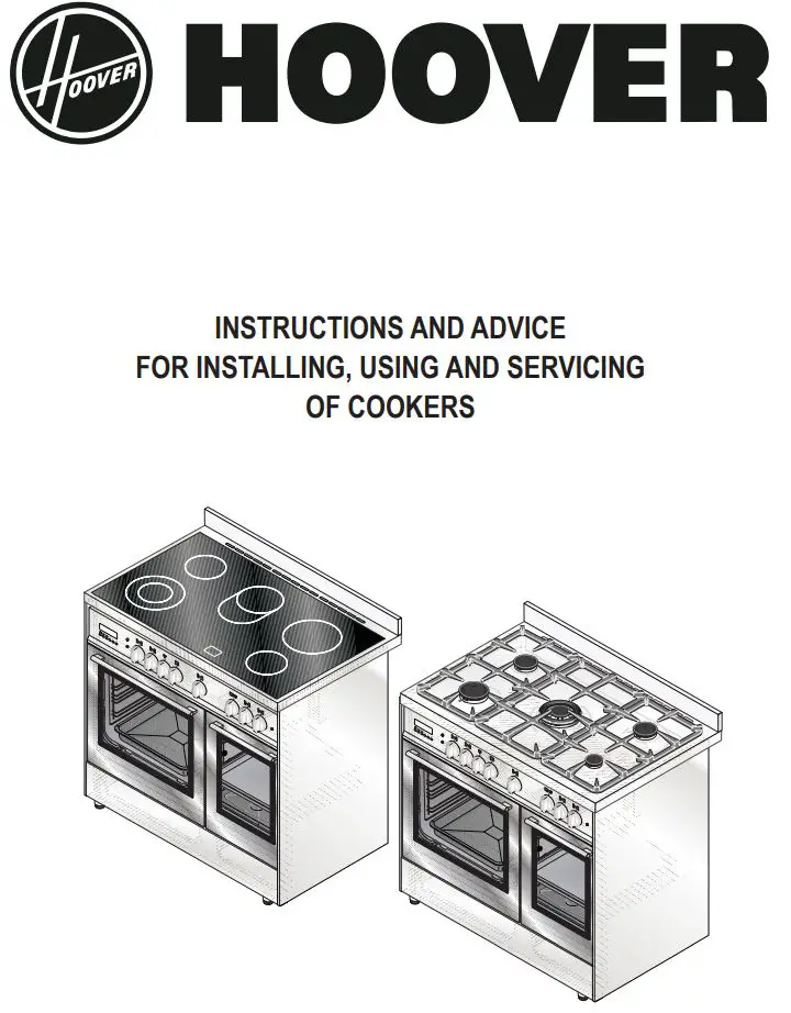 Hoover 90cm Dual Fuel Range Cooker HGD9395BL User Manual