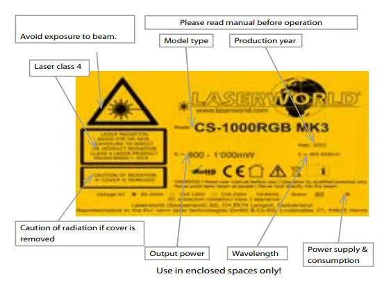 Warnings and other notices on the device