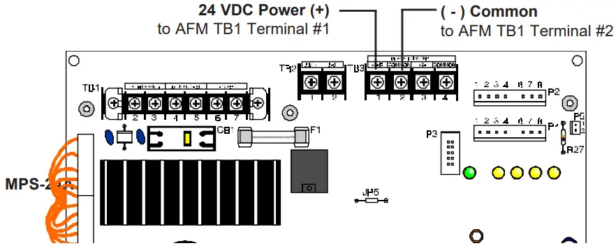 NOTIFIER AFM 16AT Annunciator Fixed Module - Main Power Supply Connections