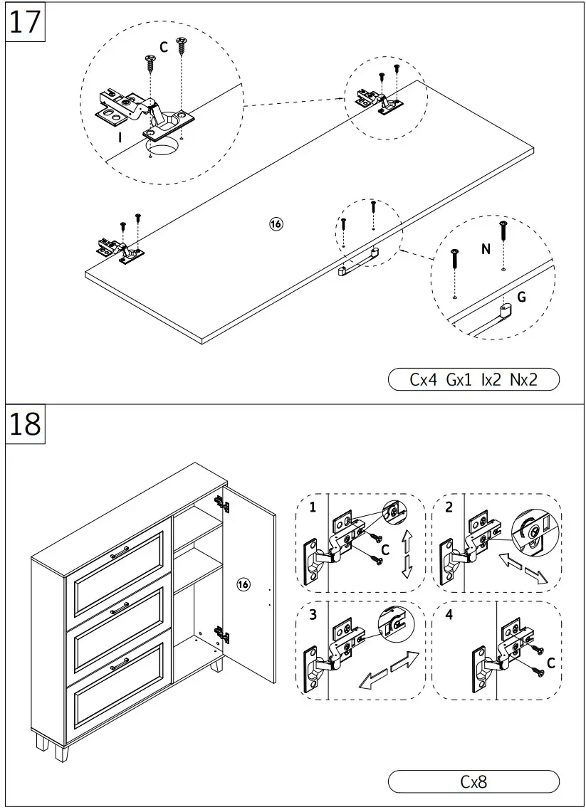 FUFU GAGA LJY-WFKF210049-02 Wood Shoe Cabinet - CAM LOCK 12