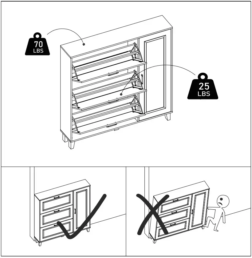 FUFU GAGA LJY-WFKF210049-02 Wood Shoe Cabinet - CAM LOCK 13