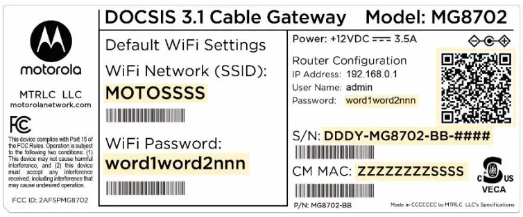 motorola AC3200 WiFi Router MG8702 User Guide - Cable Gateway