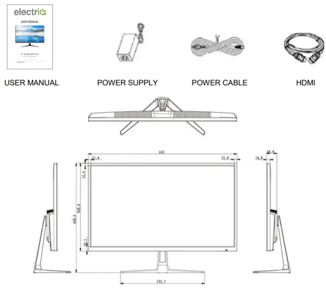 electriQ eiQ-274KMB-HDR 27 inch 4K LED Monitor -FIG