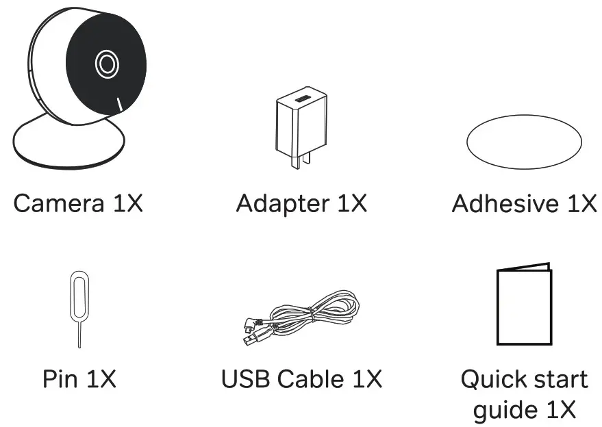 Chacon FI 01 IPCAM Mini 1080p Indoor WiFi IP Camera - Packing List
