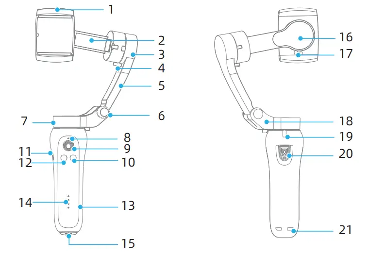 hohem LZB Foldable 3 Axis Gimbal Stabilizer - horizontal a