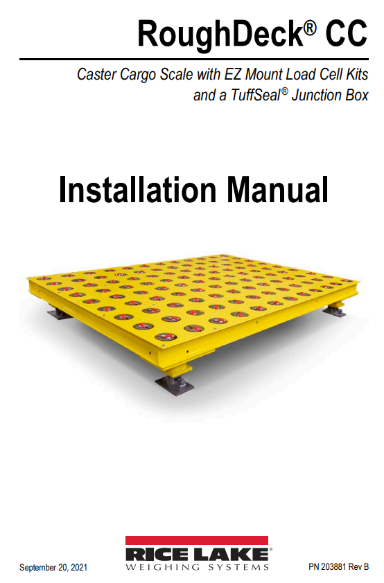 RICE LAKE RoughDeck CC Caster Cargo Scale with EZ Mount Load Cell Kits and a TuffSeal Junction Box Instruction Manual