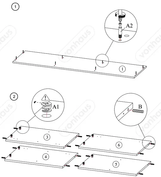 VonHaus 3000037 Capri 3 Door Large Sideboard - assembly 1