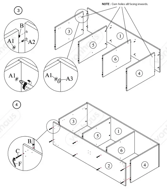 VonHaus 3000037 Capri 3 Door Large Sideboard - assembly 2