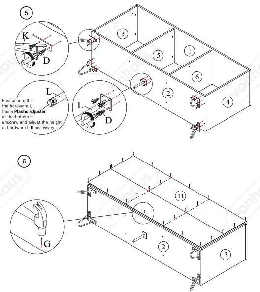 VonHaus 3000037 Capri 3 Door Large Sideboard - assembly 3