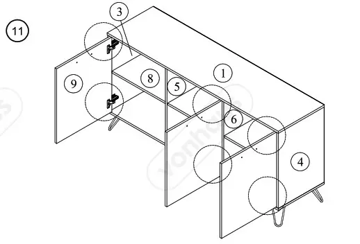 VonHaus 3000037 Capri 3 Door Large Sideboard - assembly 6
