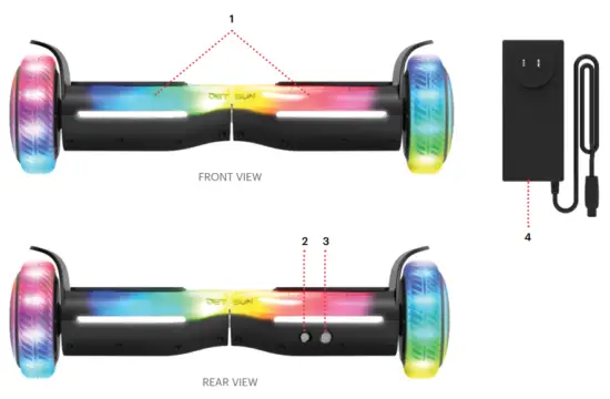 JETSON JHALX BLK Hali X All Terrain Hoverboard - FRONT VIEW