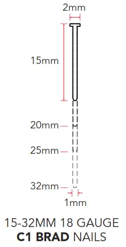 ozito CORDLESS 2-IN-1 NAIL & -Measurements