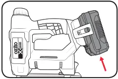 ozito CORDLESS 2-IN-1 NAIL & STAPLE GUN -Installing The Battery Pack