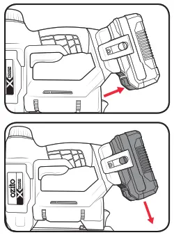 ozito CORDLESS 2-IN-1 NAIL & STAPLE GUN -Removing The Battery Pack