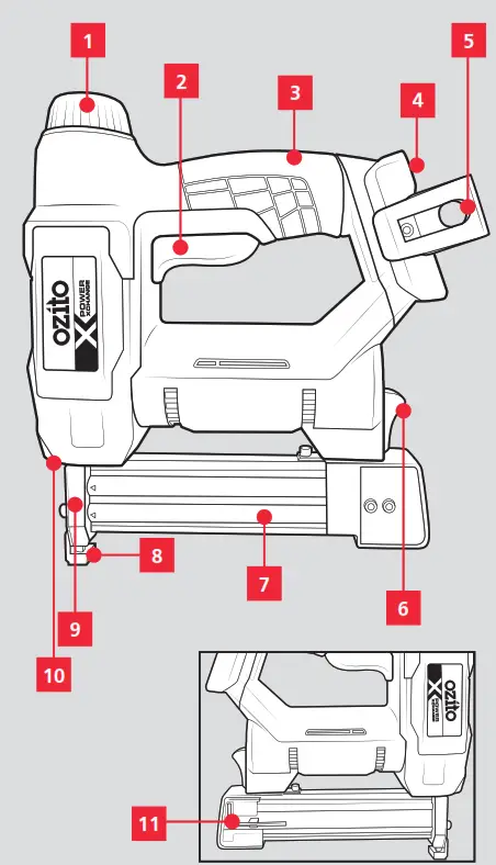 ozito CORDLESS 2-IN-1 NAIL & STAPLE GUN STAPLE GUN