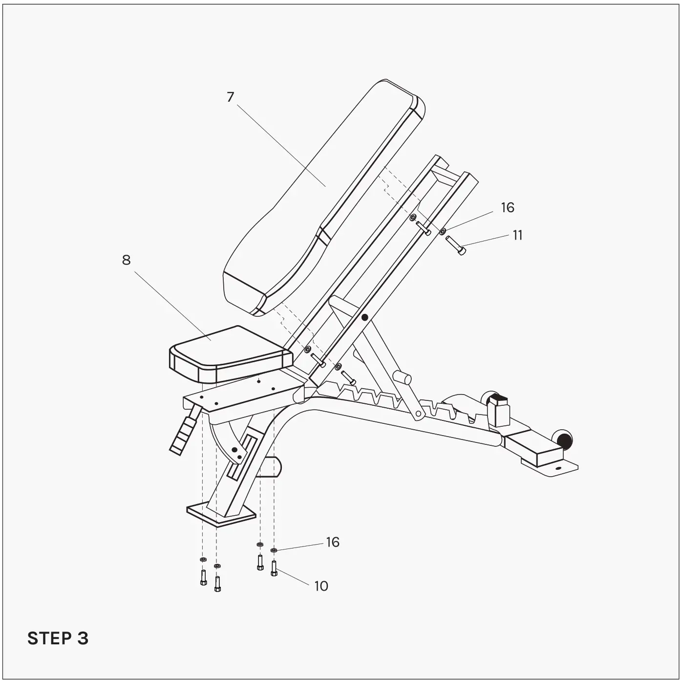 CORTEX FID-09 Commercial Multi Adjustable Bench - ASSEMBLY INSTRUCTIONS step 3