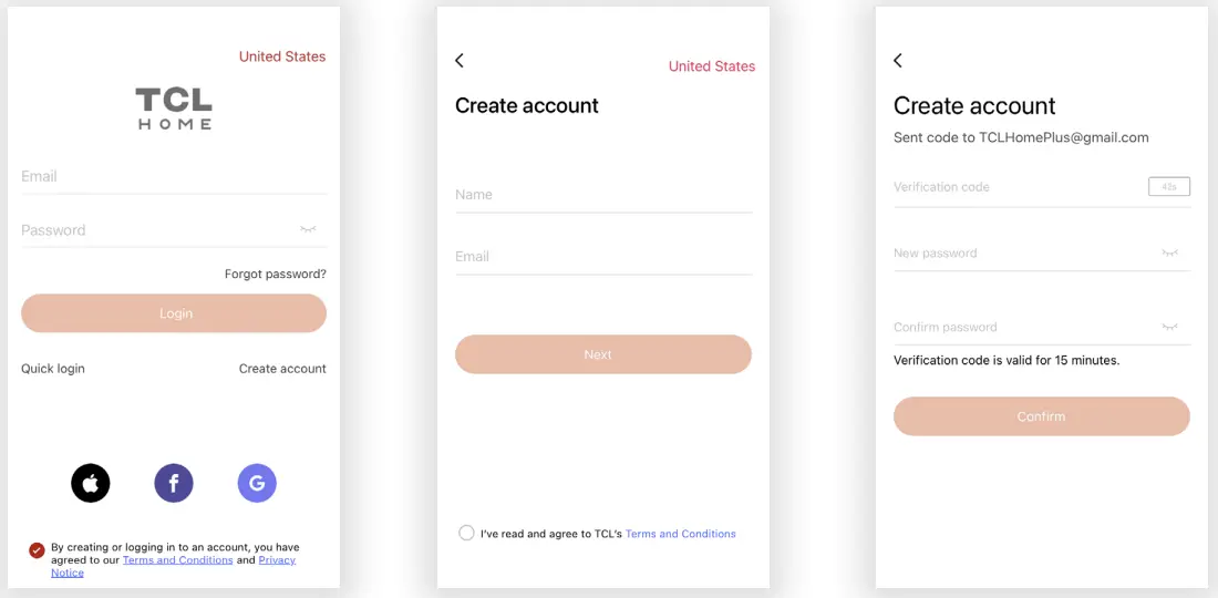 Create Account Interface